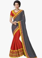 Lookslady Grey Embroidered Saree