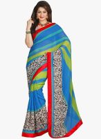 Lookslady Light Blue Printed Saree