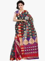 Lookslady Lookslady Dark Green & Purple Banarasi Silk Saree