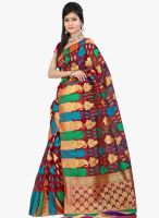 Lookslady Lookslady Maroon & Purple Banarasi Silk Saree