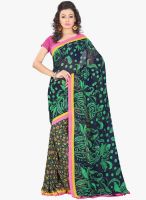 Lookslady Navy Blue Printed Saree