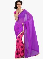 Lookslady Pink Printed Saree