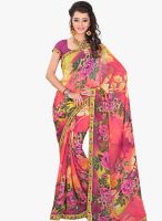 Lookslady Pink Printed Saree