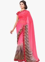 Lookslady Pink Printed Saree