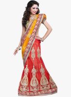 Lookslady Red Embroidered Lehenga Saree