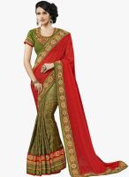 Lookslady Red Embroidered Saree