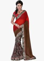 Lookslady Red Printed Saree