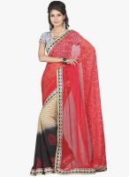 Lookslady Red Printed Saree
