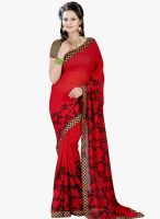 Lookslady Red Printed Saree