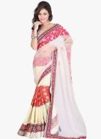 Lookslady White Embroidered Saree