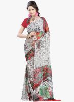 Lookslady White Printed Saree