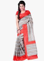 Lookslady White Printed Saree