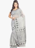 Lookslady White Printed Saree