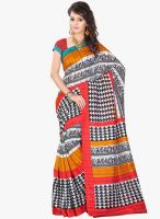 Lookslady White Printed Saree