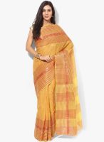 Mmantra Yellow Striped Cotton Saree