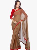 Moiaa Beige Printed Chiffon Saree With Blouse