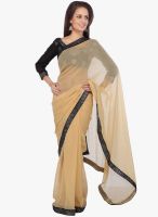 Moiaa Beige Printed Chiffon Saree With Blouse