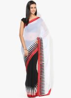 Moiaa Black Printed Chiffon Saree With Blouse