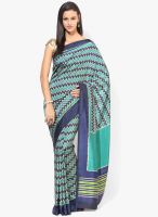 Moiaa Blue Printed Georgette Saree