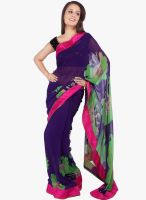 Moiaa Blue Printed Georgette Saree