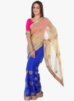 Moiaa Cream Printed Georgette Saree With Blouse