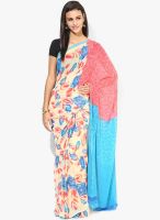 Moiaa Cream Printed Georgette Saree