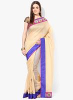 Moiaa Cream Printed Net Saree With Blouse