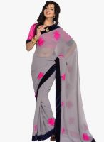 Moiaa Grey Printed Georgette Saree
