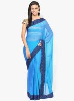 Moiaa Light Blue Solid Chiffon Saree