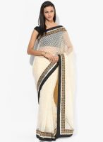Moiaa Off White Printed Cotton Saree