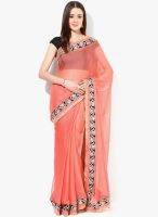 Moiaa Orange Printed Chiffon Saree With Blouse