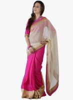 Moiaa Pink Printed Cotton Saree