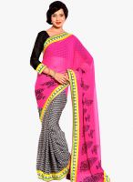 Moiaa Pink Printed Georgette Saree