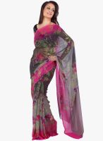 Moiaa Pink Printed Georgette Saree