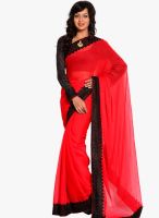 Moiaa Red Printed Chiffon Saree