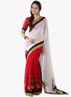 Moiaa Red Printed Chiffon Saree