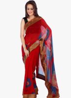 Moiaa Red Printed Georgette Saree