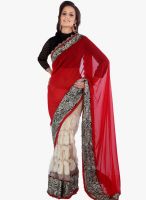 Moiaa Red Printed Net Saree