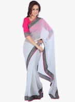Moiaa White Printed Chiffon Saree