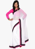 Moiaa White Printed Chiffon Saree