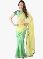 Moiaa Yellow Printed Georgette Saree With Blouse