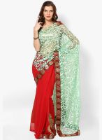 Mrignain Brasso Green Embroidered Saree