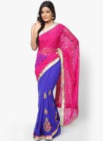 Mrignain Brasso Pink Embroidered Saree
