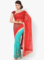 Mrignain Brasso Red Embroidered Saree