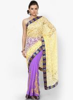 Mrignain Brasso Yellow Embroidered Saree