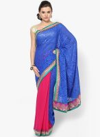 Mrignain Chiffon Blue Embroidered Saree