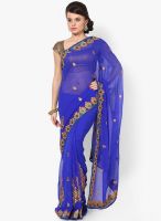 Mrignain Chiffon Blue Embroidered Saree
