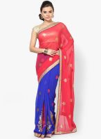 Mrignain Chiffon Blue Embroidered Saree