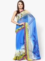 Mrignain Chiffon Blue Printed Saree