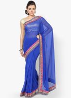 Mrignain Chiffon Blue Solid Saree
